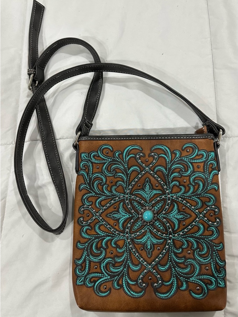 NWOT P&G Turquoise Western Shoulder Crossbody Purse